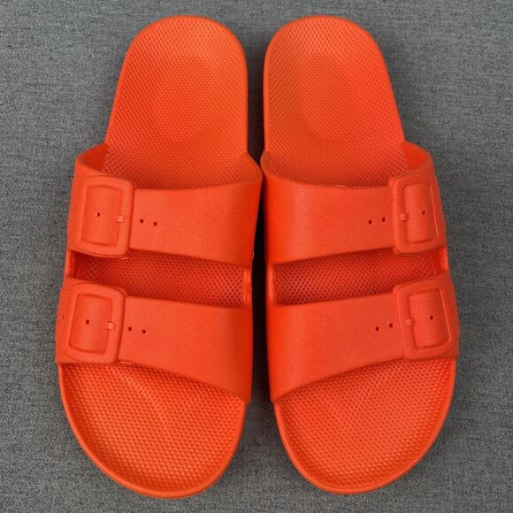 Freedom Moses Anthropologie Sandals Womens 11* Orange Slip On Comfort Beach Boho - Picture 6 of 16